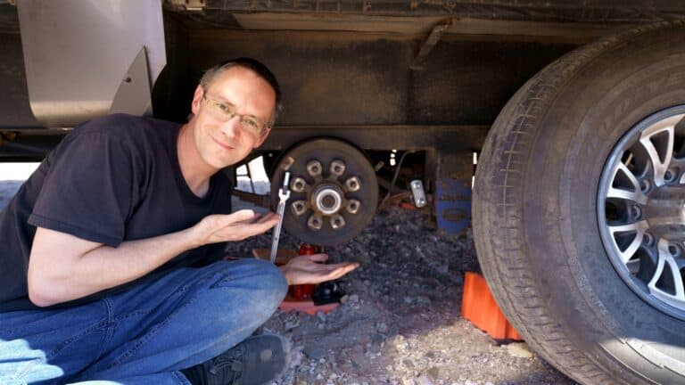 Kevin showing how to change a trailer tire